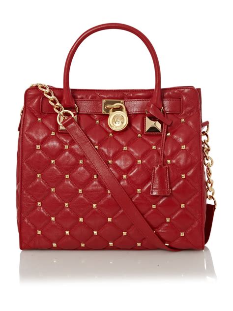 michael kors red hamilton studded bag|Michael Kors Hamilton bag discount.